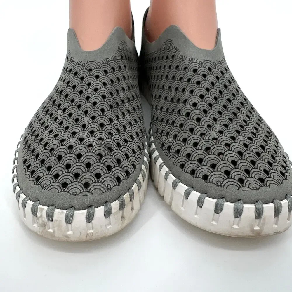 Ilse Jacobsen Tulip Gray White Perforated Slip On Shoe Size Euro 40